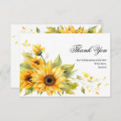 Wasserfarbe Rustikales Sonnenblumen Brautparty Dankeskarte (Vorne/Hinten)