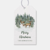 Wasserfarbe Rustikales Waldland Hirsche Weihnachte Geschenkanhänger (Vorderseite)