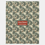 Wasserfarbe Rustikales Weihnachtsbauerndorf Fleecedecke (Vorderseite)