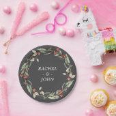 Wasserfarbe Rustische Blume Hochzeitsfeier Grau Pappteller (Party)