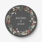Wasserfarbe Rustische Blume Hochzeitsfeier Grau Pappteller (Vorderseite)