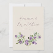 Wasserfarbe Rustische Blume Lila Hochzeit Einladung (Rückseite)