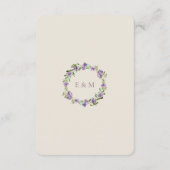 Wasserfarbe Rustische Blume Lila Hochzeitdetails Begleitkarte (Rückseite)