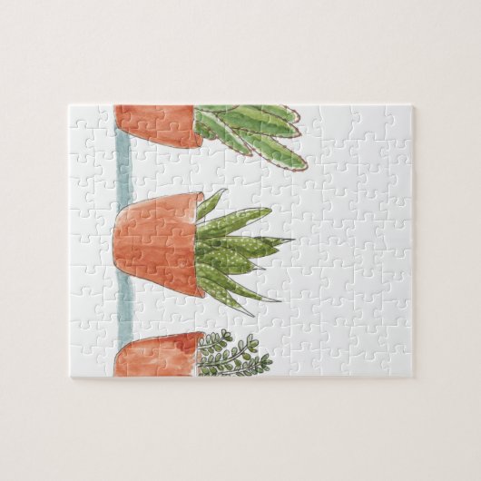 Wasserfarbe-saftige Kaktus-Pflanze Puzzle (Horizontal)
