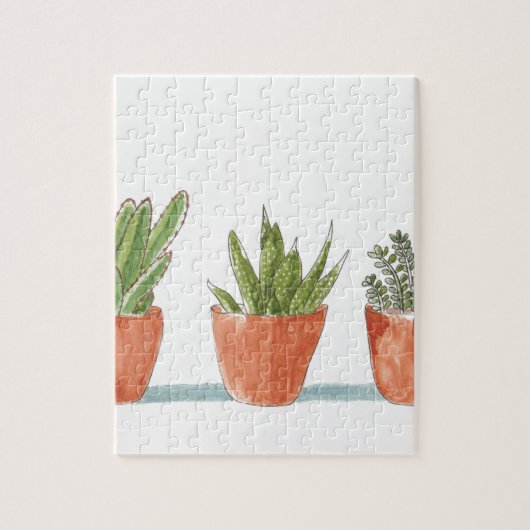 Wasserfarbe-saftige Kaktus-Pflanze Puzzle (Vertikal)
