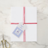 Wasserfarbe Sailboat Blue Karo Babydusche Geschenkanhänger (Mit Garn)