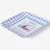 Wasserfarbe Sailboat Blue Karo Babydusche Pappteller (Gewinkelt)