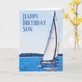 Wasserfarbe Sailboat Happy Birthday Son Card Karte (Gelbe Blume)
