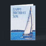 Wasserfarbe Sailboat Happy Birthday Son Card Karte<br><div class="desc">Eine Geburtstagskarte für einen Sohn mit einem Aquarellboot.</div>