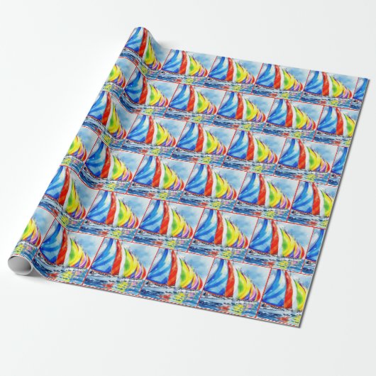 Wasserfarbe Sailboat Regatta Geschenkpapier (Ungerollt)