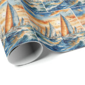 Wasserfarbe Sailboat Regatta Geschenkpapier (Rolleneckpunkt)