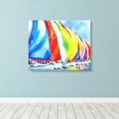Wasserfarbe Sailboat Regatta Leinwanddruck (Insitu (Holzboden))
