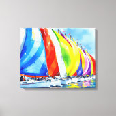 Wasserfarbe Sailboat Regatta Leinwanddruck (Vorderseite)