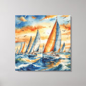 Wasserfarbe Sailboat Regatta Leinwanddruck (Vorderseite)