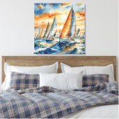 Wasserfarbe Sailboat Regatta Leinwanddruck (Insitu (Schlafzimmer))