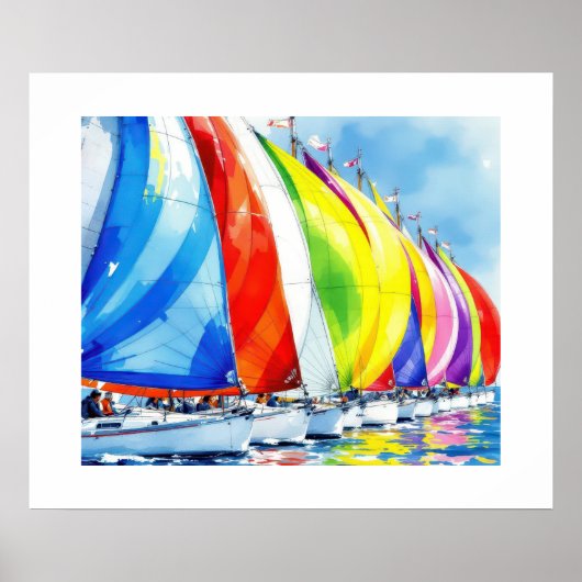 Wasserfarbe Sailboat Regatta Poster (Vorne)