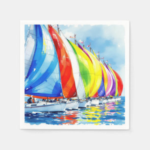 Wasserfarbe Sailboat Regatta Serviette