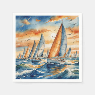 Wasserfarbe Sailboat Regatta Serviette