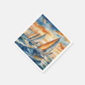 Wasserfarbe Sailboat Regatta Serviette (Ecke)