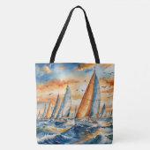 Wasserfarbe Sailboat Regatta Tasche (Vorderseite)