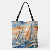 Wasserfarbe Sailboat Regatta Tasche (Rückseite)