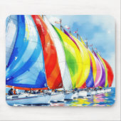 Wasserfarbe Sailboat Rennen Mousepad (Vorne)