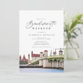 Wasserfarbe Saint Augustine Florida Skyline Strand Einladung (Stehend Vorderseite)