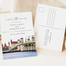 Wasserfarbe Saint Augustine Florida Skyline Strand