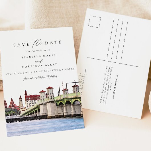 Wasserfarbe Saint Augustine Florida Skyline Strand Postkarte