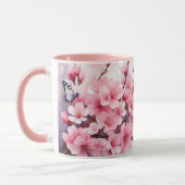 Wasserfarbe Sakura Kirsche Blossom Schmetterlinge  Tasse (Links)
