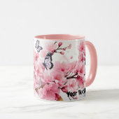 Wasserfarbe Sakura Kirsche Blossom Schmetterlinge  Tasse (VorderseiteRechts)