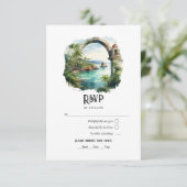 Wasserfarbe Samaná Halbinsel Hochzeit in Urlaubsor RSVP Karte (Stehend Vorderseite)