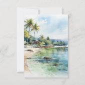 Wasserfarbe Samaná Halbinsel Hochzeit in Urlaubsor RSVP Karte (Rückseite)