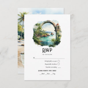 Wasserfarbe Samaná Halbinsel Hochzeit in Urlaubsor RSVP Karte