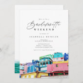 Wasserfarbe San Juan Puerto Rico Tropisches Meer Einladung (Vorne/Hinten)