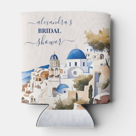 Wasserfarbe Santorin Zielort Bridal Dosenkühler (Rückseite)