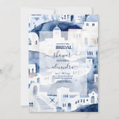 Wasserfarbe Santorin Zielort Bridal Einladung (Vorderseite)