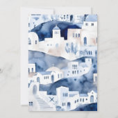 Wasserfarbe Santorin Zielort Bridal Einladung (Rückseite)