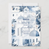 Wasserfarbe Santorin Zielort Bridal Einladung (Vorderseite)