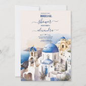 Wasserfarbe Santorin Zielort Bridal Einladung (Vorderseite)