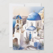Wasserfarbe Santorin Zielort Bridal Einladung (Rückseite)