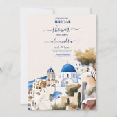 Wasserfarbe Santorin Zielort Bridal Einladung (Vorderseite)