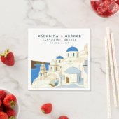 Wasserfarbe Santorini Insel Griechenland Serviette (Beispiel)