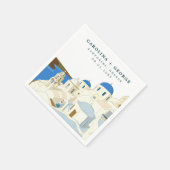 Wasserfarbe Santorini Insel Griechenland Serviette (Ecke)