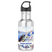 Wasserfarbe Santorini Oia Edelstahlflasche (Vorderseite)