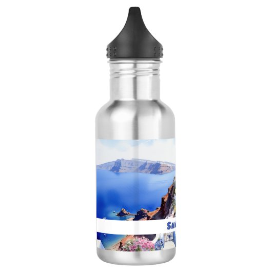 Wasserfarbe Santorini Oia Edelstahlflasche (Links)