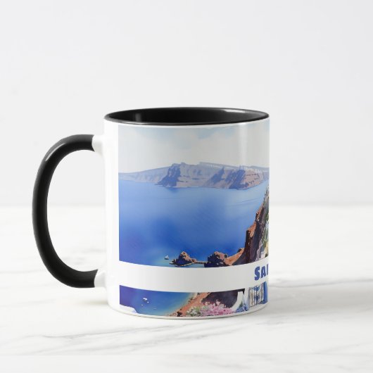 Wasserfarbe Santorini Oia Tasse (Links)