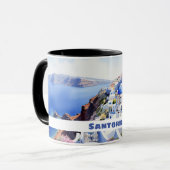 Wasserfarbe Santorini Oia Tasse (Vorderseite Links)