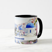 Wasserfarbe Santorini Oia Tasse (VorderseiteRechts)