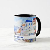 Wasserfarbe Santorini Oia Tasse (VorderseiteRechts)